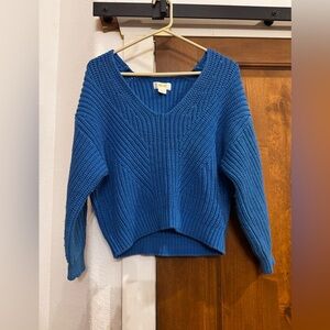 Anthropologie Maeve Wool Blend Knit Blue V-Neck Sweater